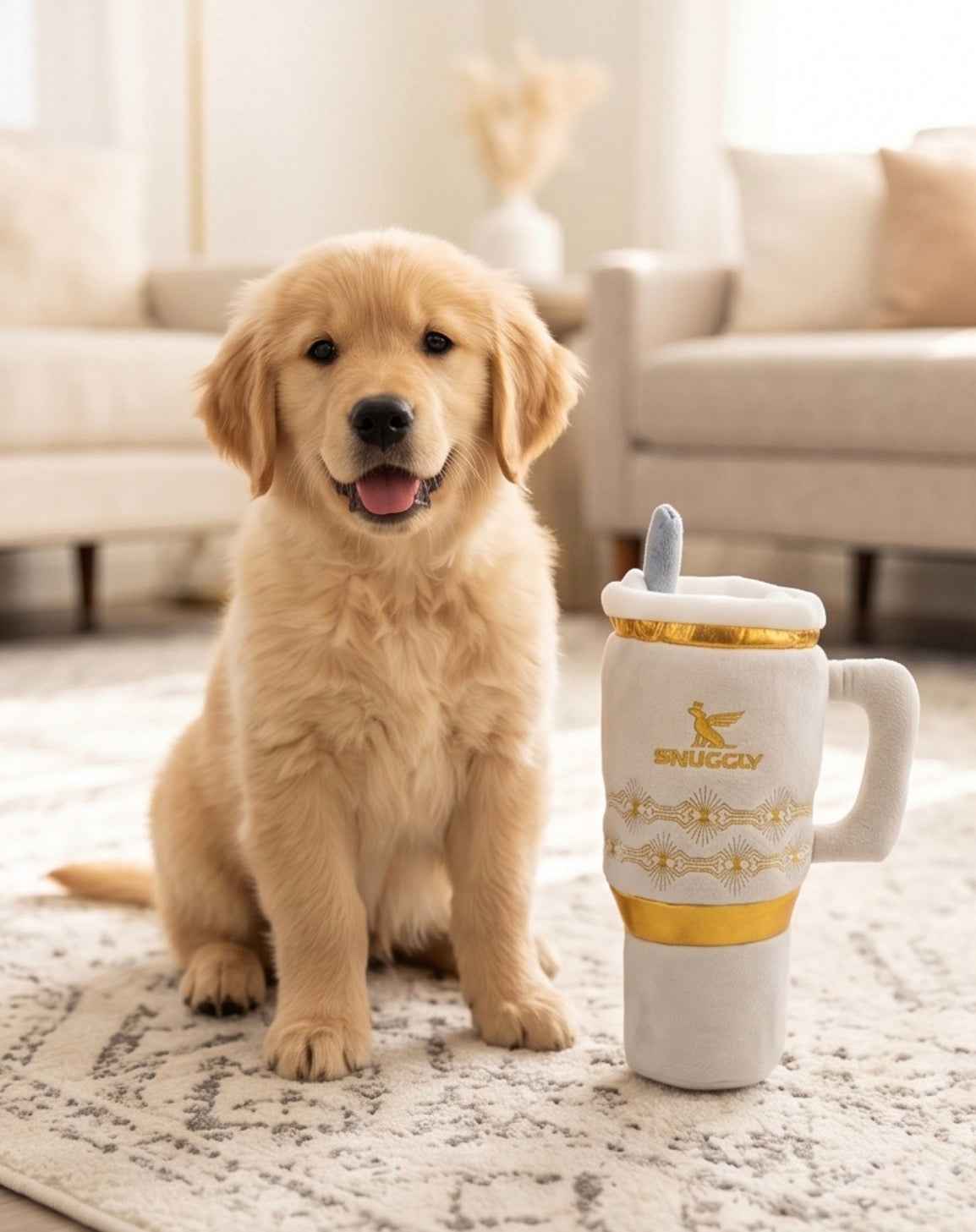 Haute Diggity Dog Holiday Snuggly Cup - Ivory Christmas Plush Dog Toy