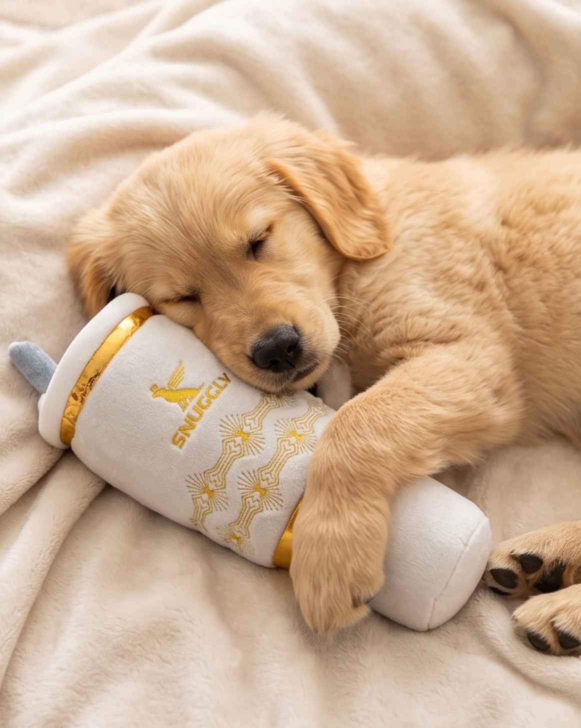Haute Diggity Dog Holiday Snuggly Cup - Ivory Christmas Plush Dog Toy