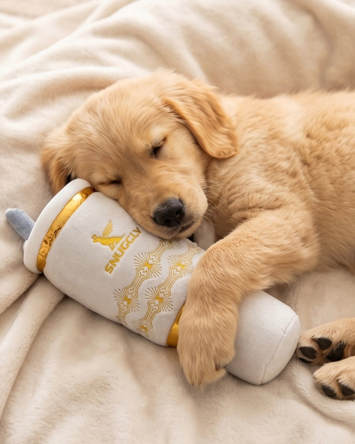 Haute Diggity Dog Holiday Snuggly Cup - Ivory Christmas Plush Dog Toy