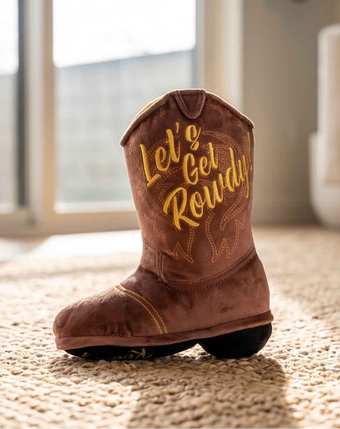 Haute Diggity Dog Brown Cowboy Boot Plush Dog Toy