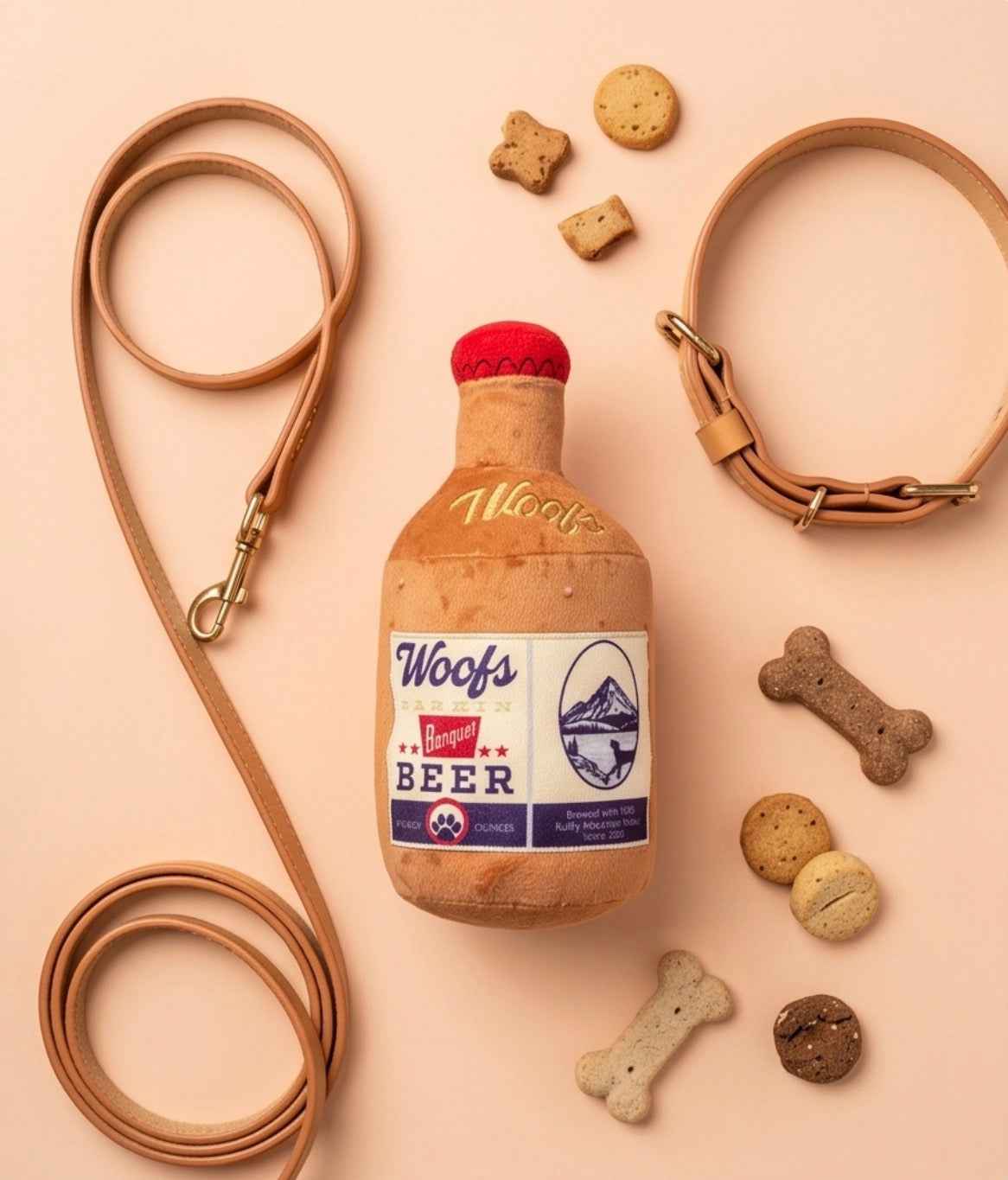 Haute Diggity Dog Woofs Beer Bottle Plush Dog Toy
