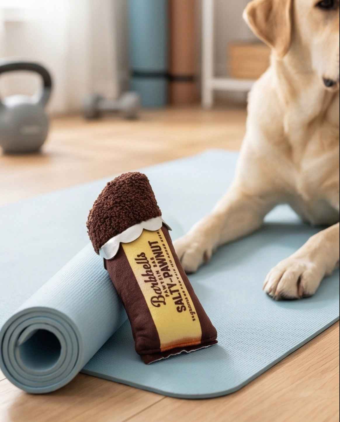 Haute Diggity Dog Barkbells Pawtein Bar Plush Dog Toy