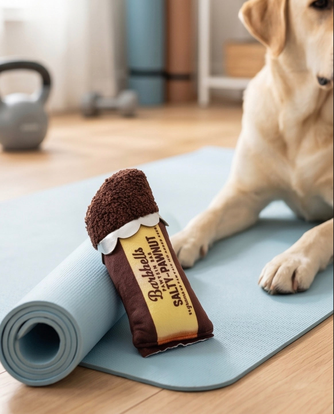 Haute Diggity Dog Barkbells Pawtein Bar Plush Dog Toy