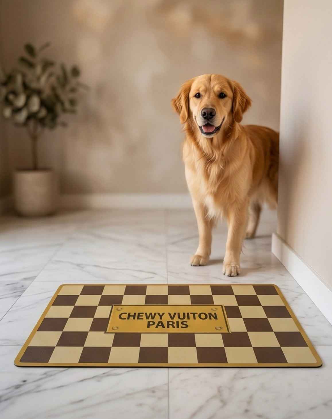 Haute Diggity Dog Tan Checker Chewy Vuiton Placemat