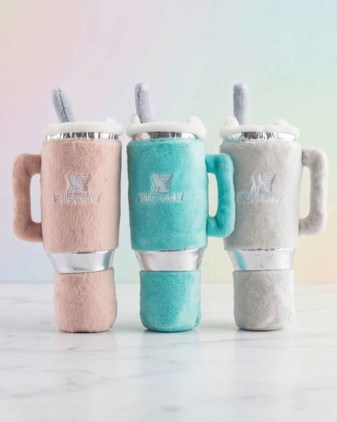 Haute Diggity Dog Snuggly Cup 3-Pack (Teal, Ivory, Blush) Organic Catnip Toy