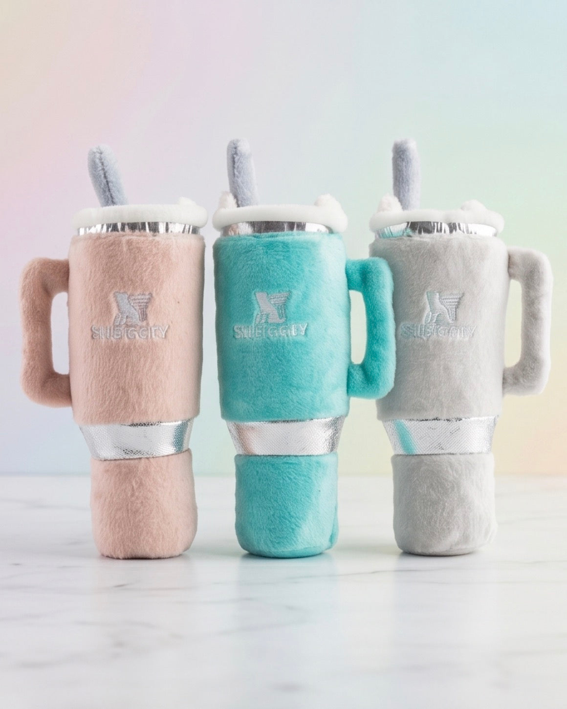 Haute Diggity Dog Snuggly Cup 3-Pack (Teal, Ivory, Blush) Organic Catnip Toy
