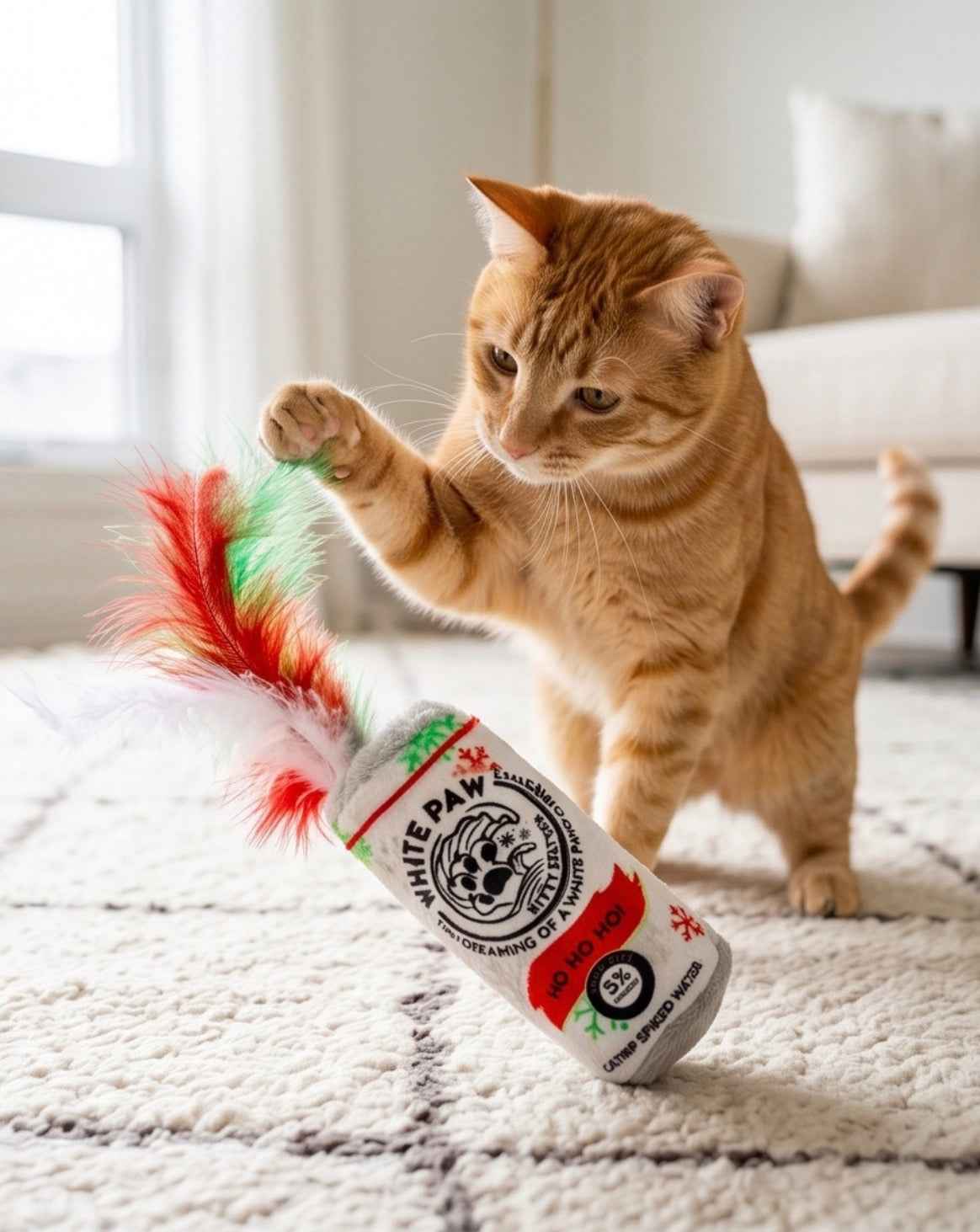 Haute Diggity Dog White Paw Kitty Seltzer & Pawpermint Cattini Christmas Cat Organic Catnip Toy
