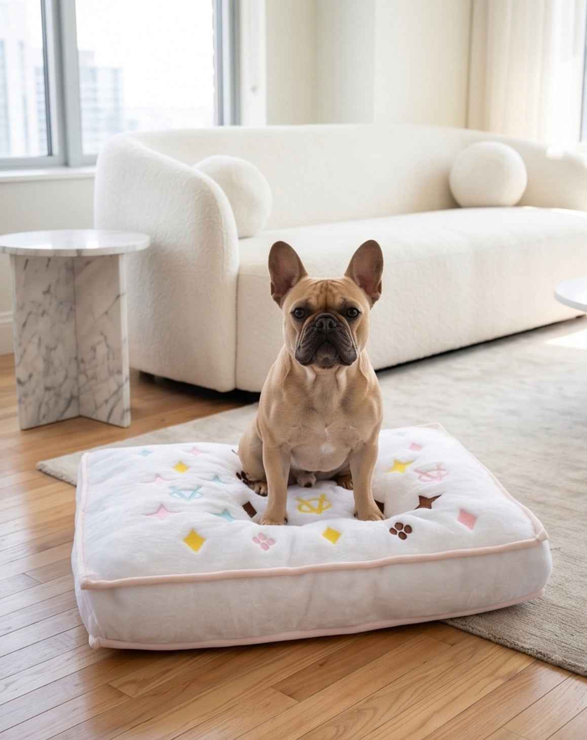 Haute Diggity Dog White Chewy Vuiton Bed Dog Bed