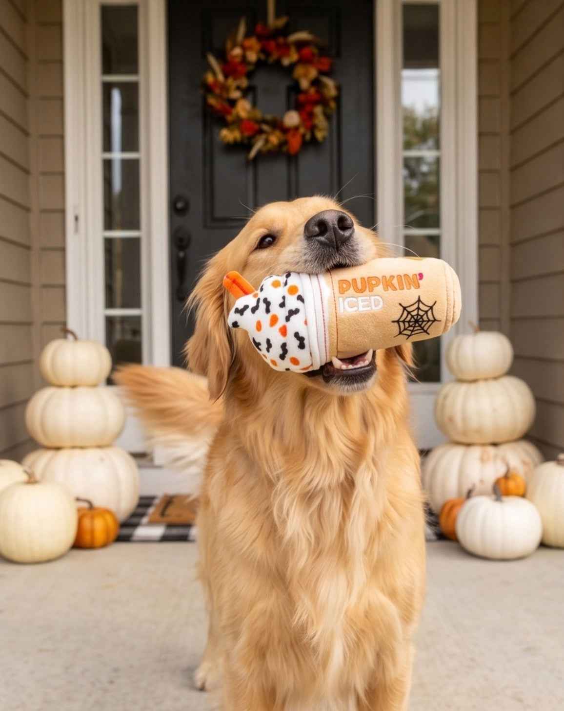 Haute Diggity Dog Pupkin Donuts Halloween Iced Cup Plush Dog Toy