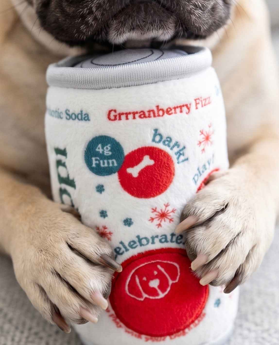 Haute Diggity Dog Puppi Grrranberry Fizz Christmas Plush Dog Toy