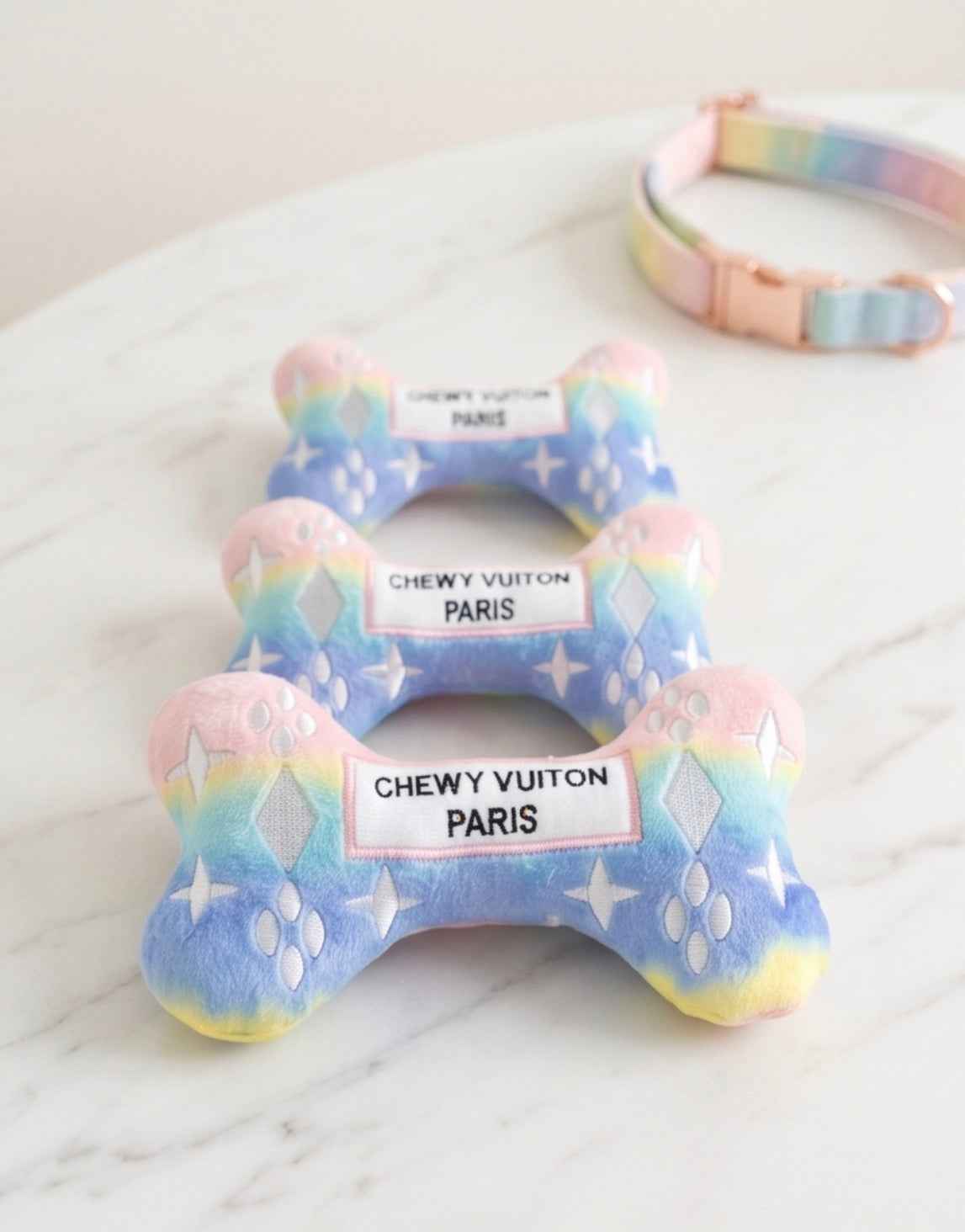 Haute Diggity Dog Pink Ombre Chewy Vuiton Bone Plush Dog Toy