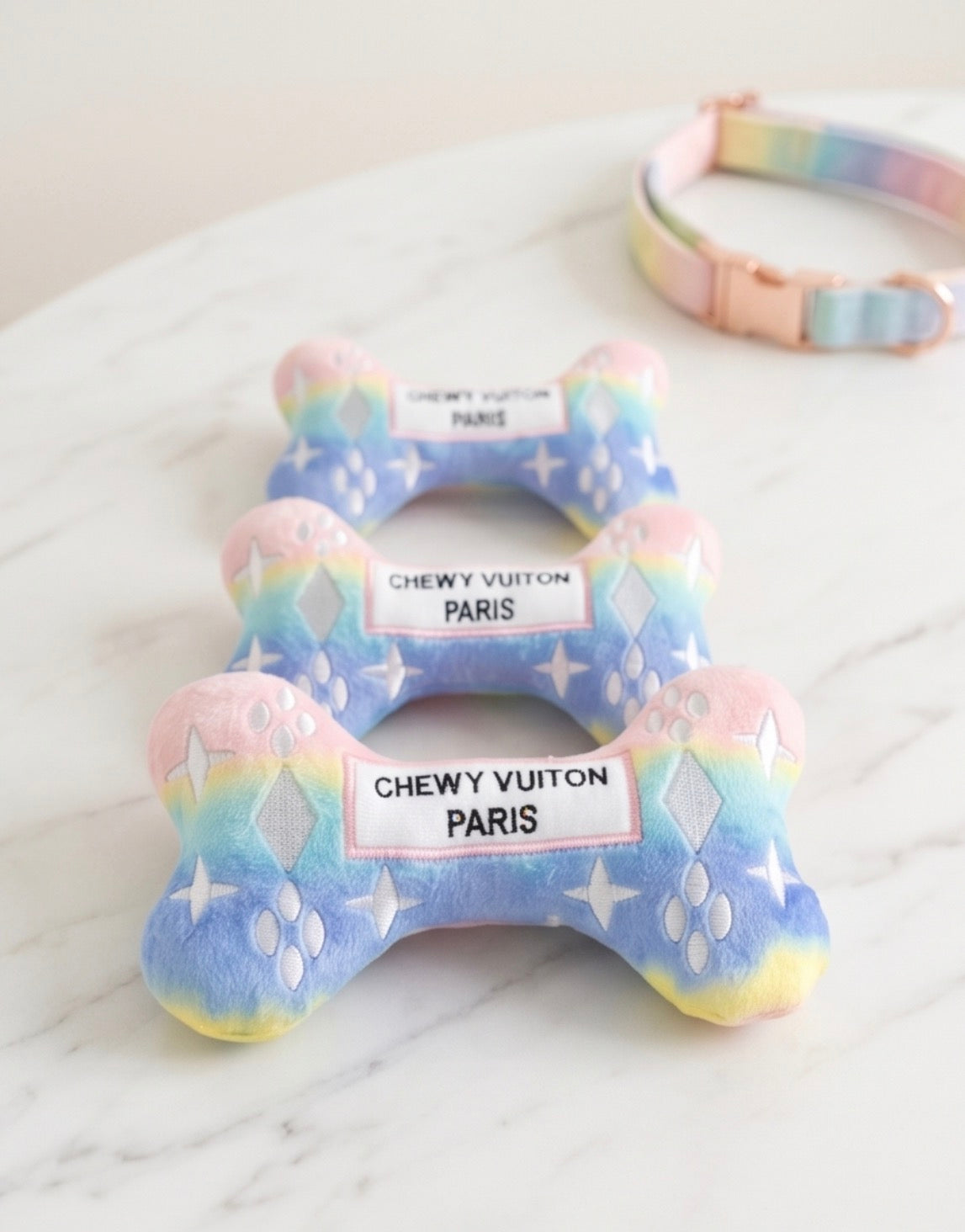 Haute Diggity Dog Pink Ombre Chewy Vuiton Bone Plush Dog Toy