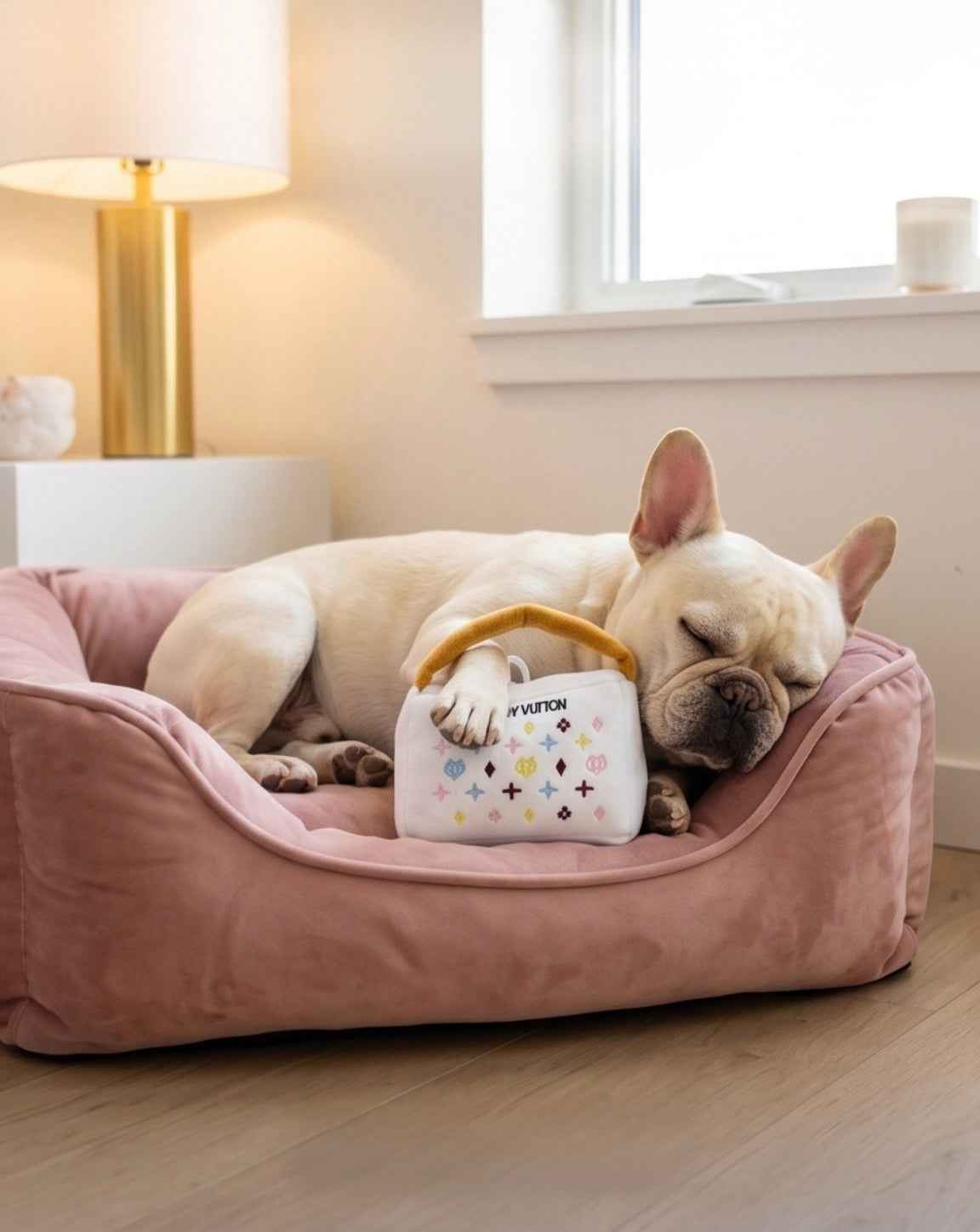 Haute Diggity Dog White Chewy Vuiton Handbag Plush Dog Toy