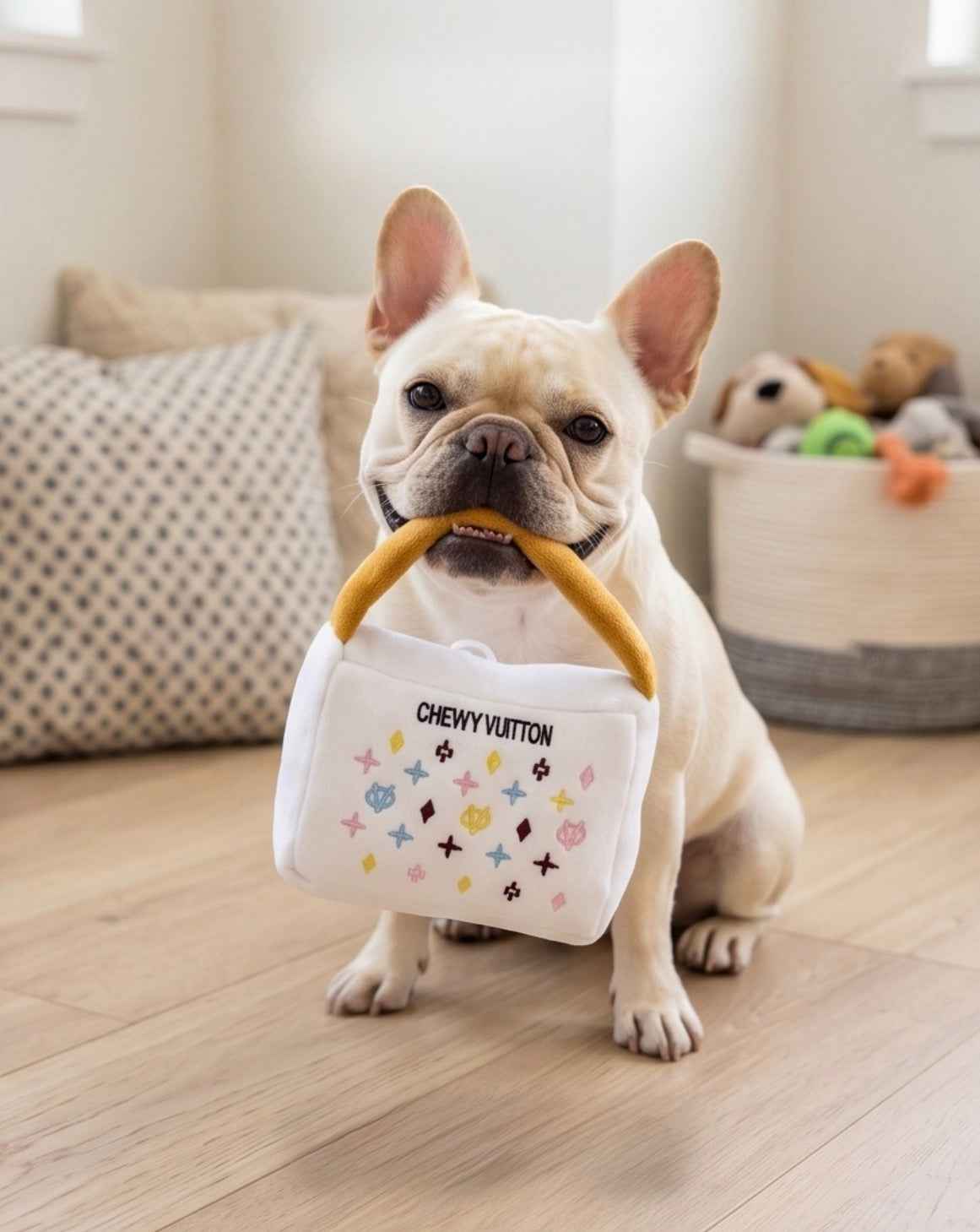 Haute Diggity Dog White Chewy Vuiton Handbag Plush Dog Toy