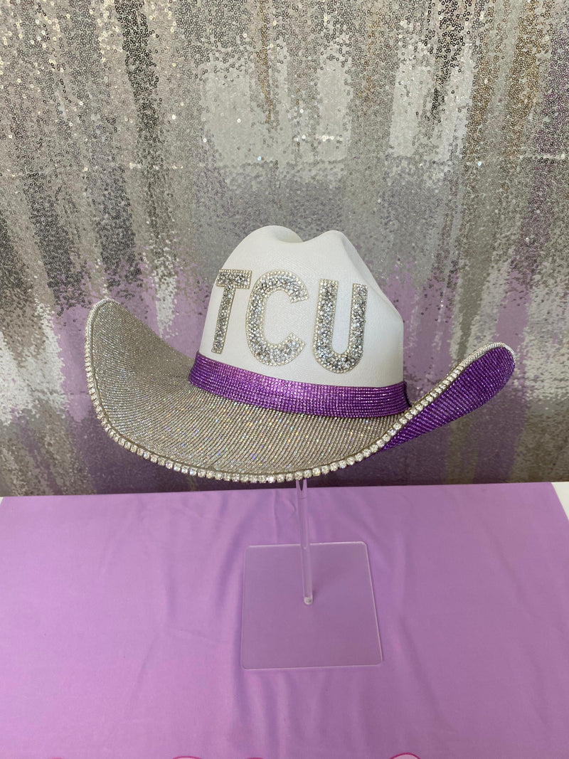 TCU Rhinestone Cowgirl Hat - front view | HT Animal Supply