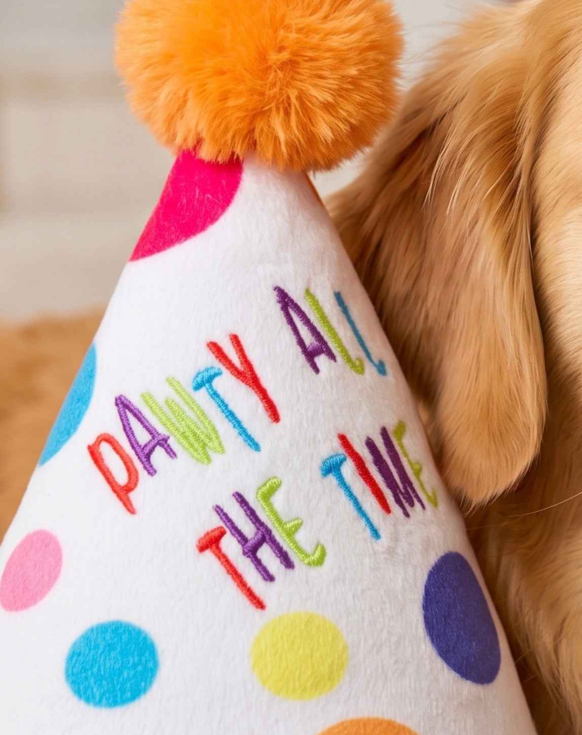 Haute Diggity Dog Happy Birthday Pawty Hat Plush Dog Toy