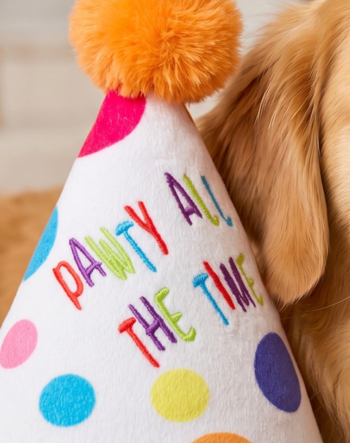 Haute Diggity Dog Happy Birthday Pawty Hat Plush Dog Toy