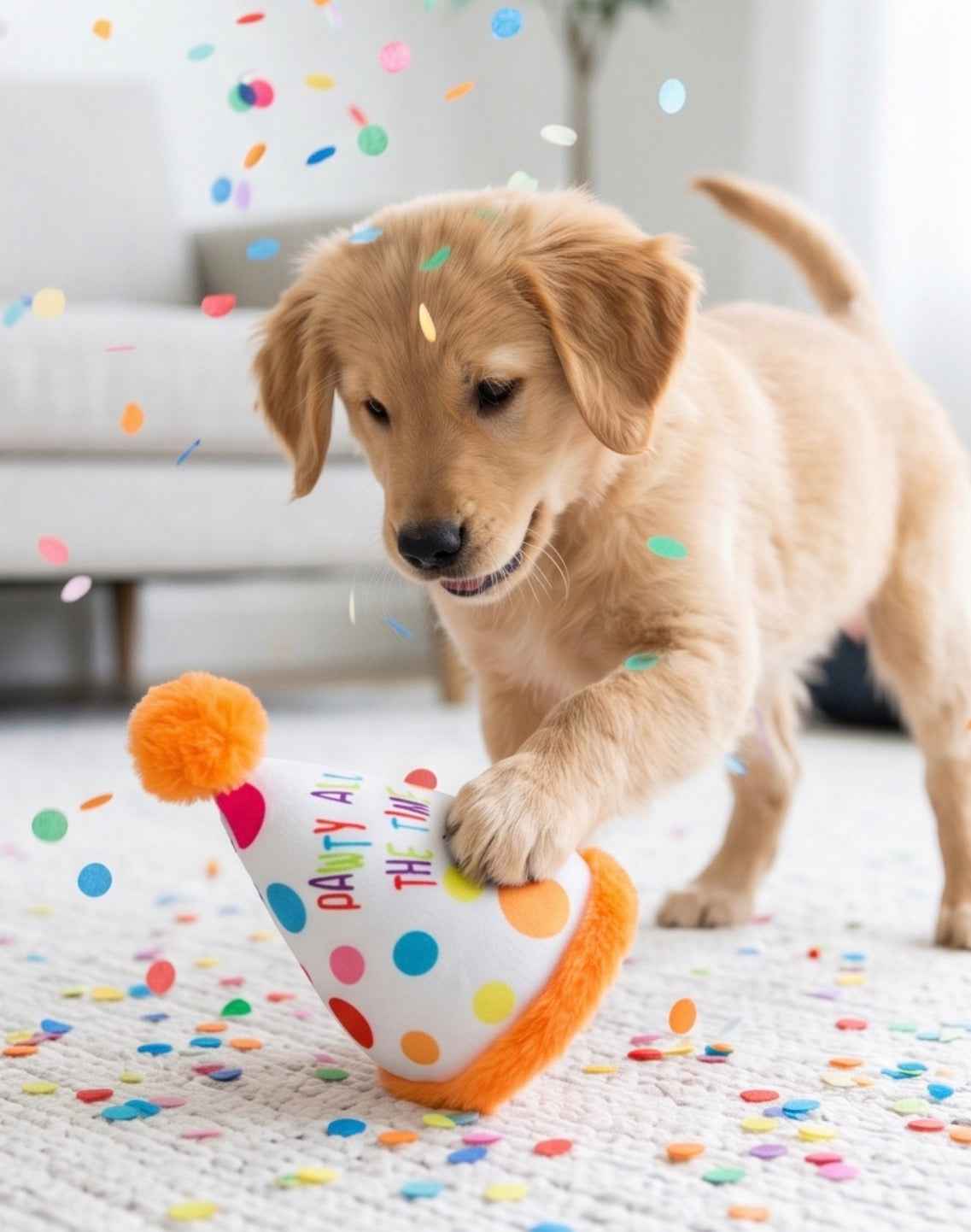 Haute Diggity Dog Happy Birthday Pawty Hat Plush Dog Toy