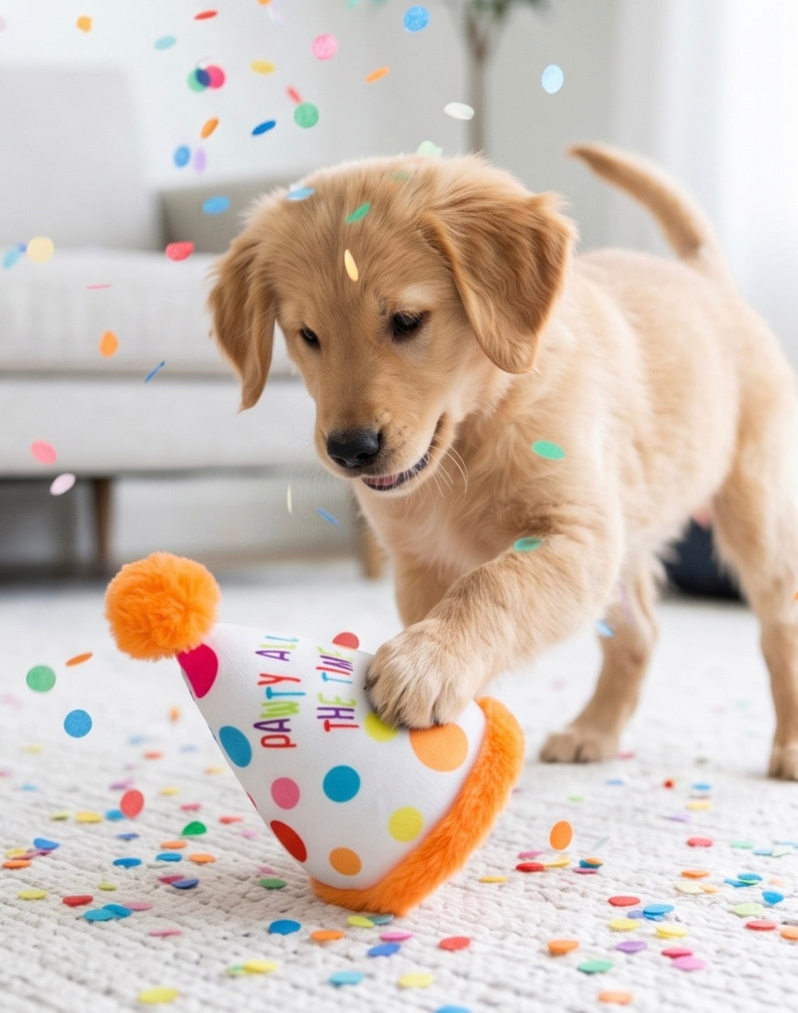 Haute Diggity Dog Happy Birthday Pawty Hat Plush Dog Toy