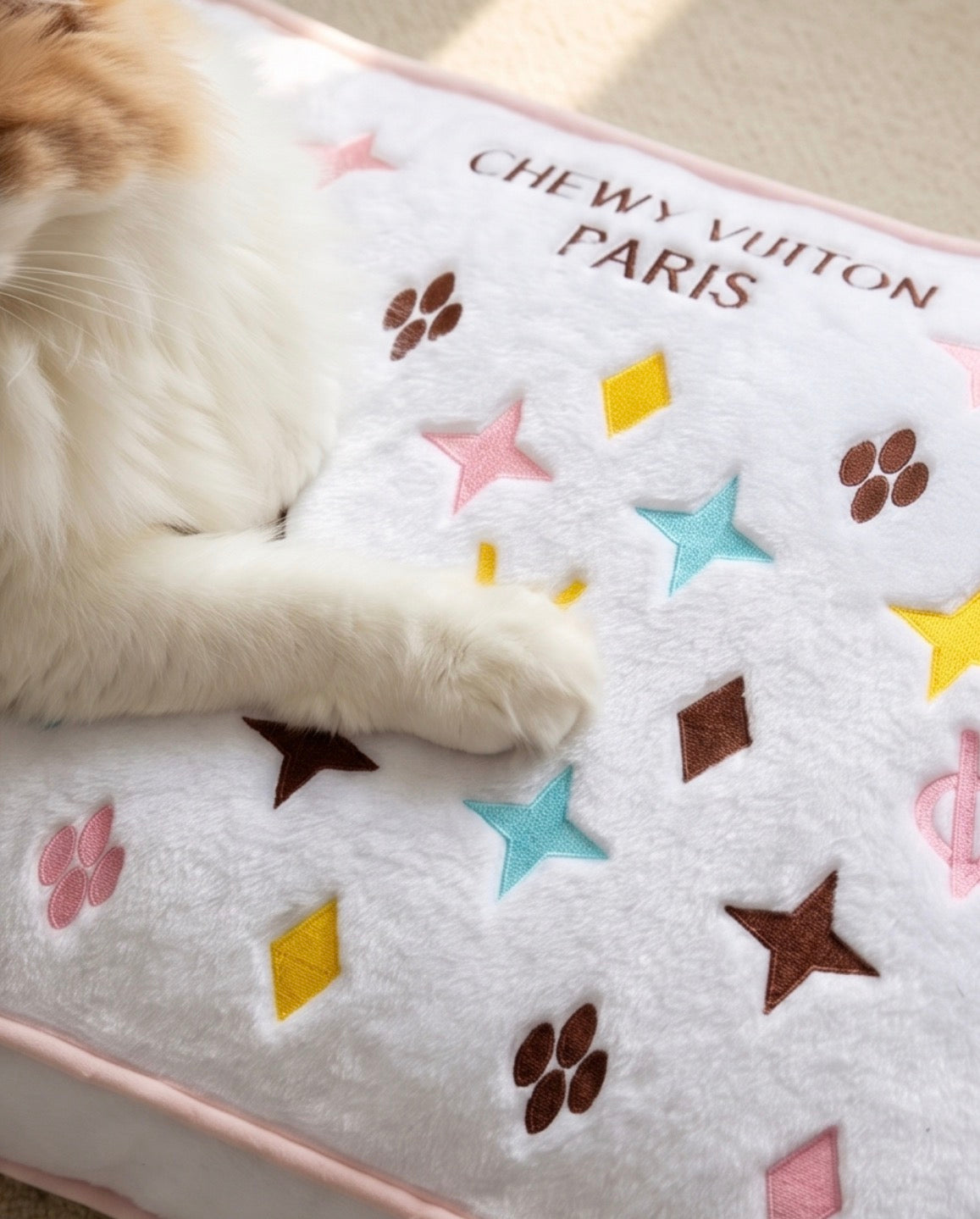 Haute Diggity Dog White Chewy Vuiton Bed Dog Bed