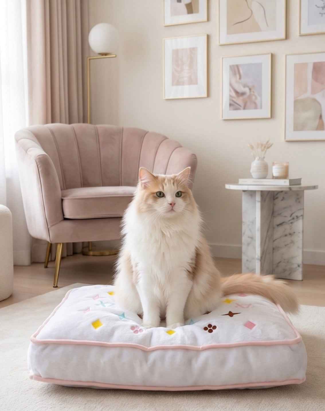 Haute Diggity Dog White Chewy Vuiton Bed Dog Bed