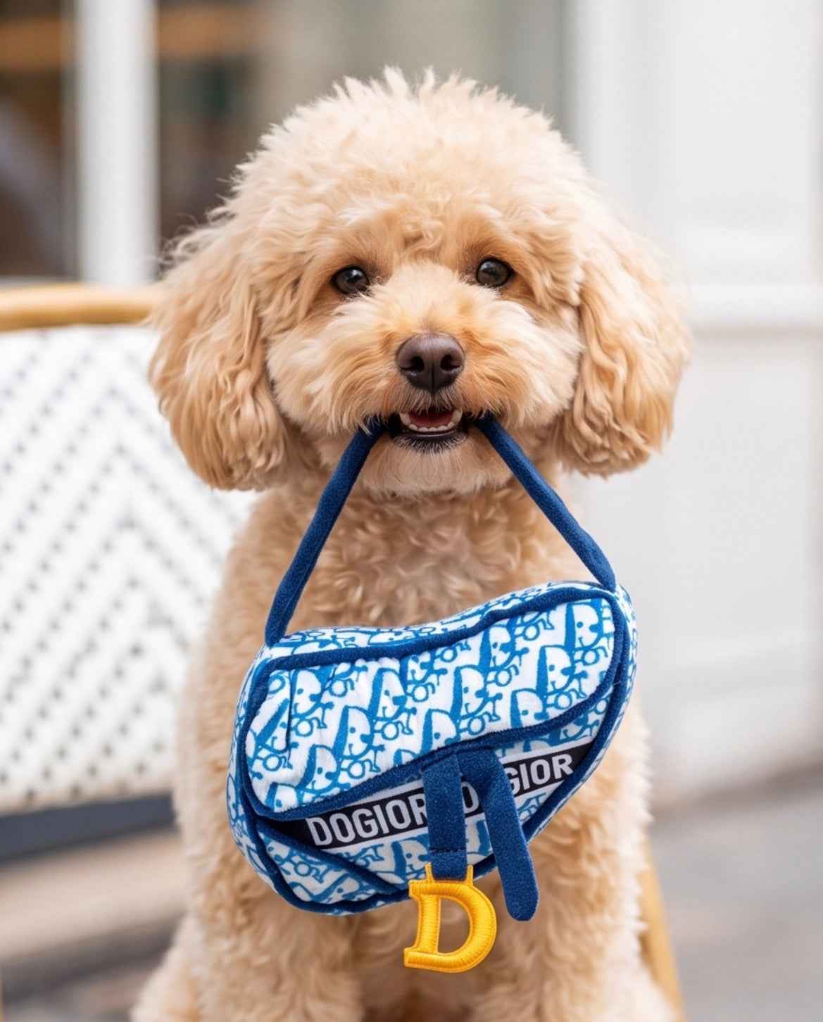 Haute Diggity Dog Dogior Saddle Bag - Navy Plush Dog Toy