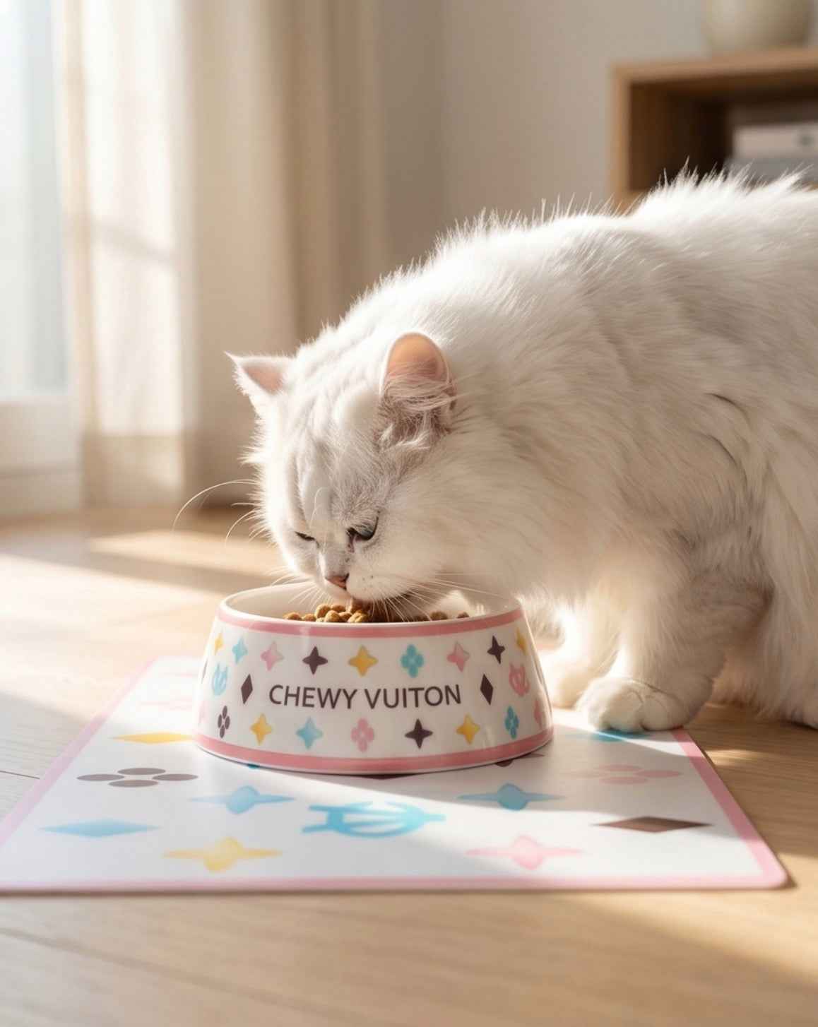 Haute Diggity Dog White Chewy Vuiton Bowl & Placemat Bundle