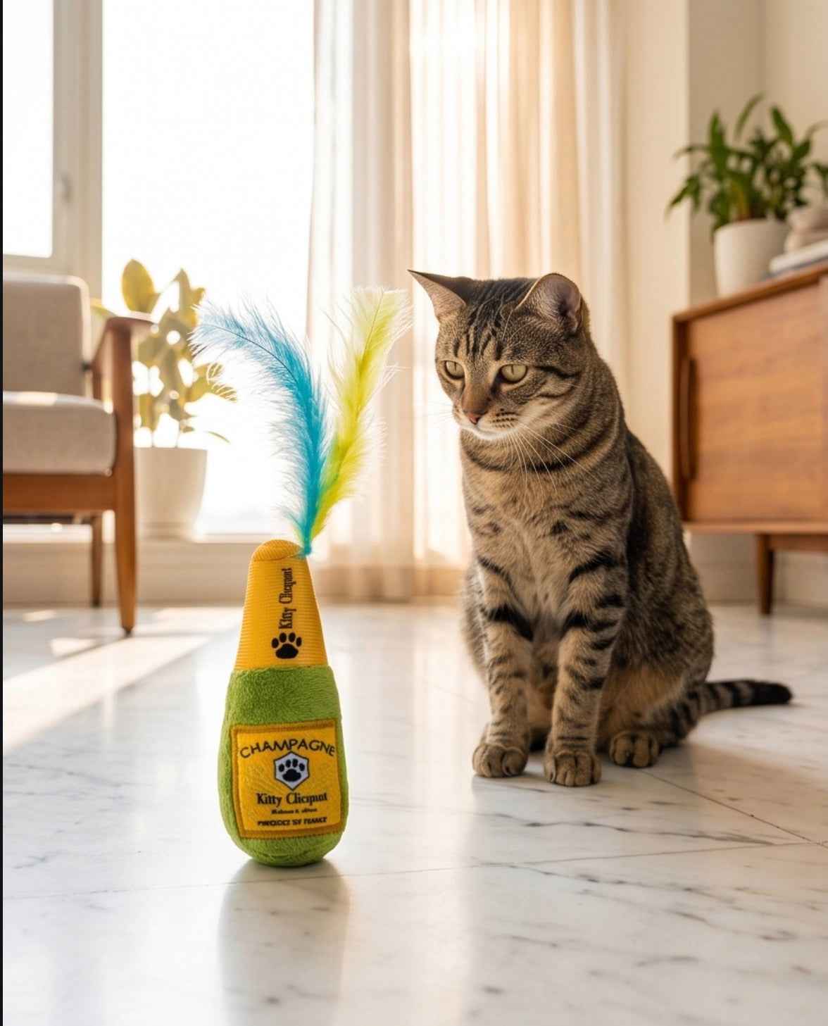 Haute Diggity Dog Kitty Clicquot (Bottle & Caviar) Organic Catnip Toy