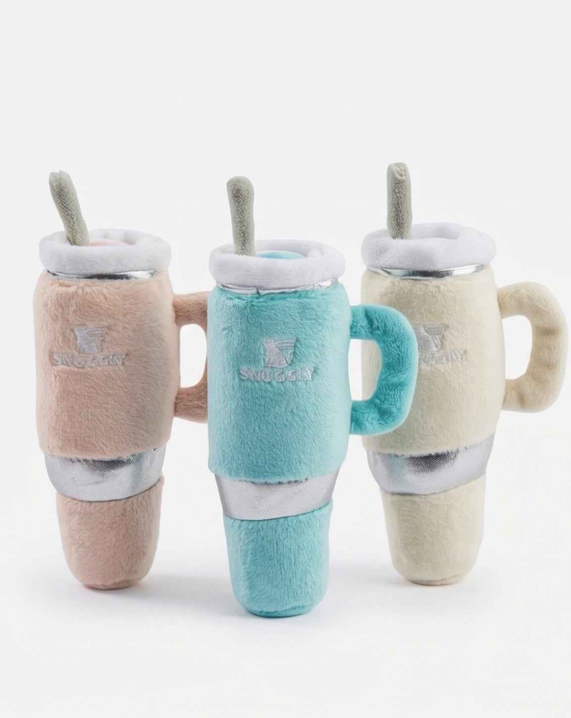 Haute Diggity Dog Snuggly Cup 3-Pack (Teal, Ivory, Blush) Organic Catnip Toy