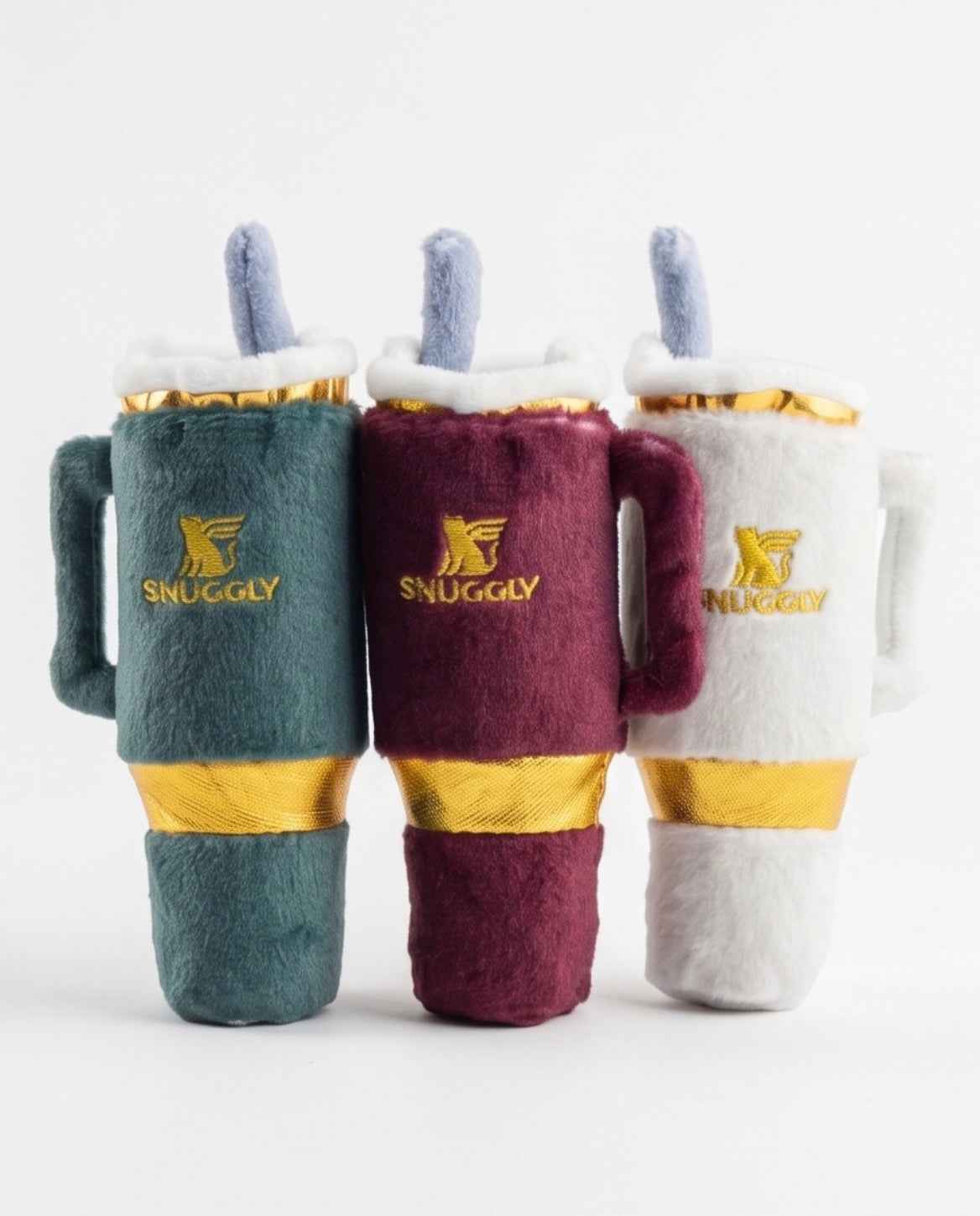 Haute Diggity Dog Holiday Snuggly Cup 3-Pack (Red, Ivory, & Green) Organic Catnip Toy