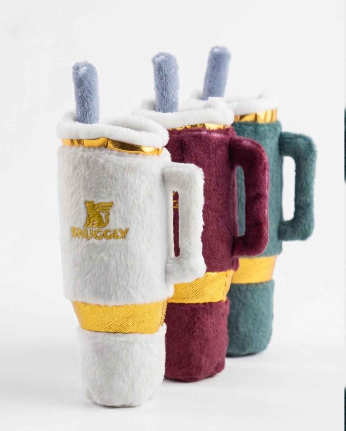 Haute Diggity Dog Holiday Snuggly Cup 3-Pack (Red, Ivory, & Green) Organic Catnip Toy
