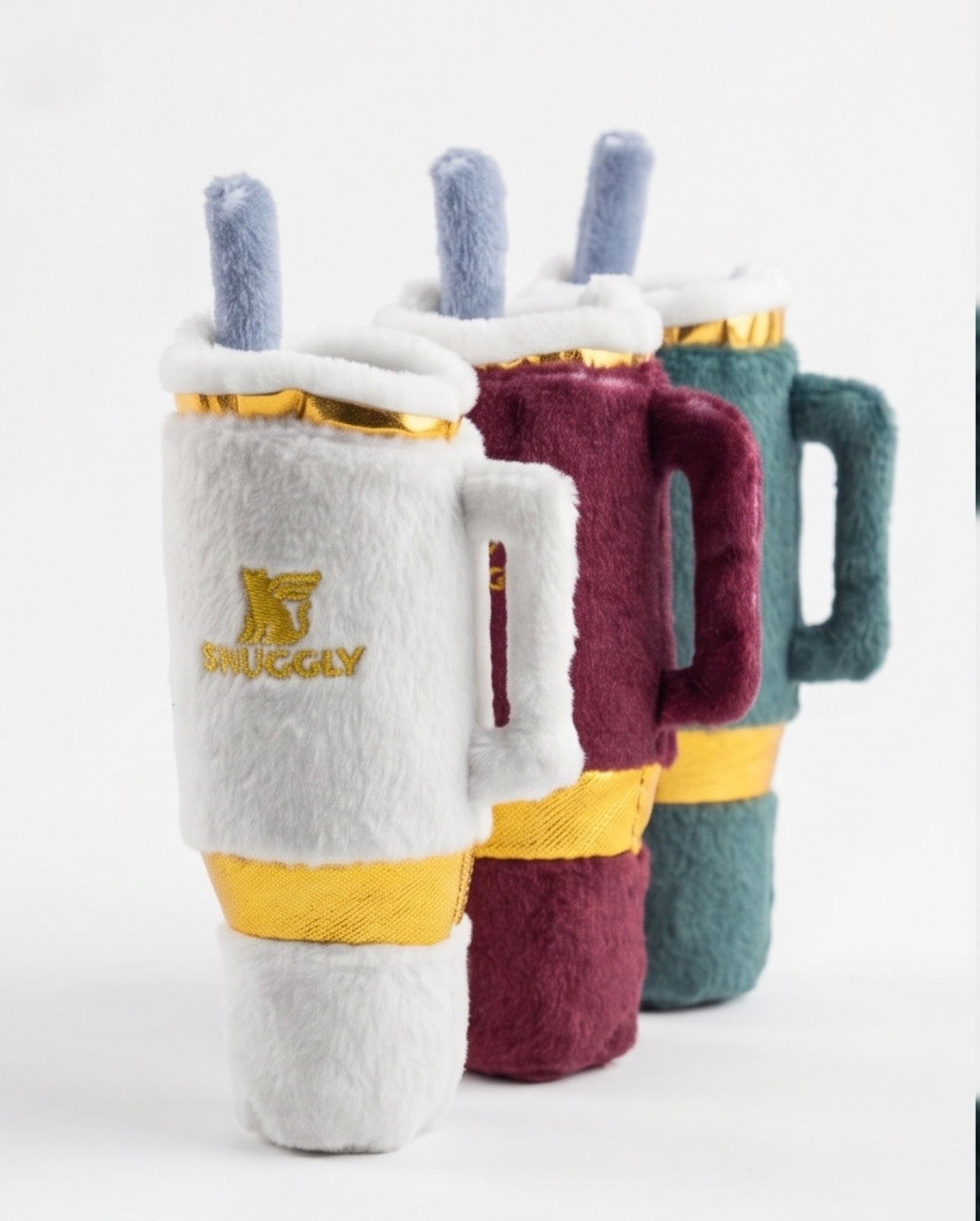 Haute Diggity Dog Holiday Snuggly Cup 3-Pack (Red, Ivory, & Green) Organic Catnip Toy