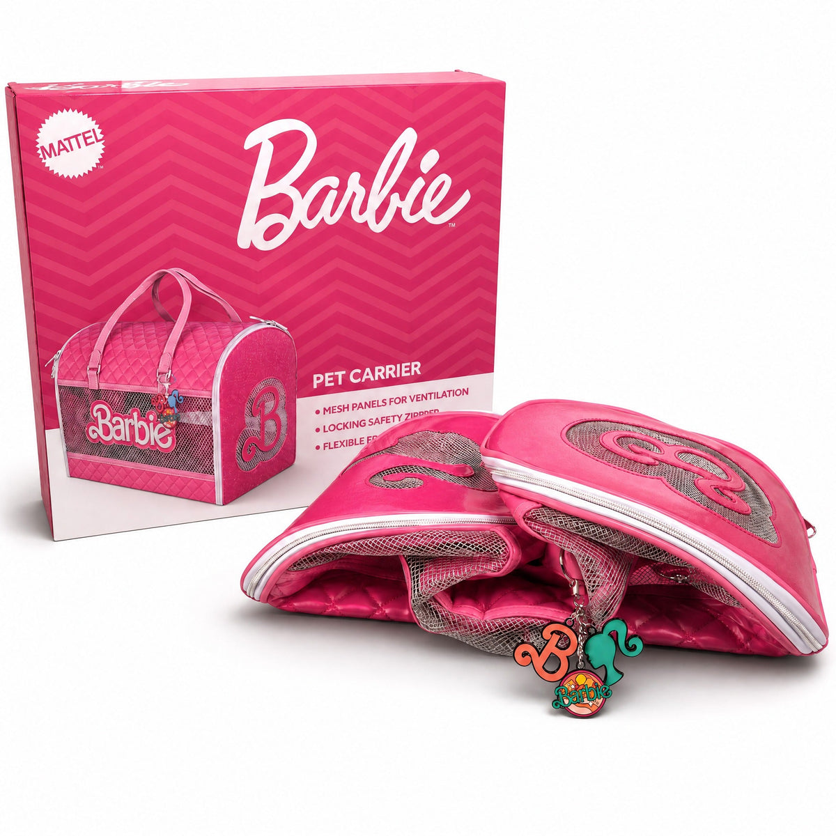 Buckle-Down Barbie Pink Quilted Vegan Leather Pet Carrier