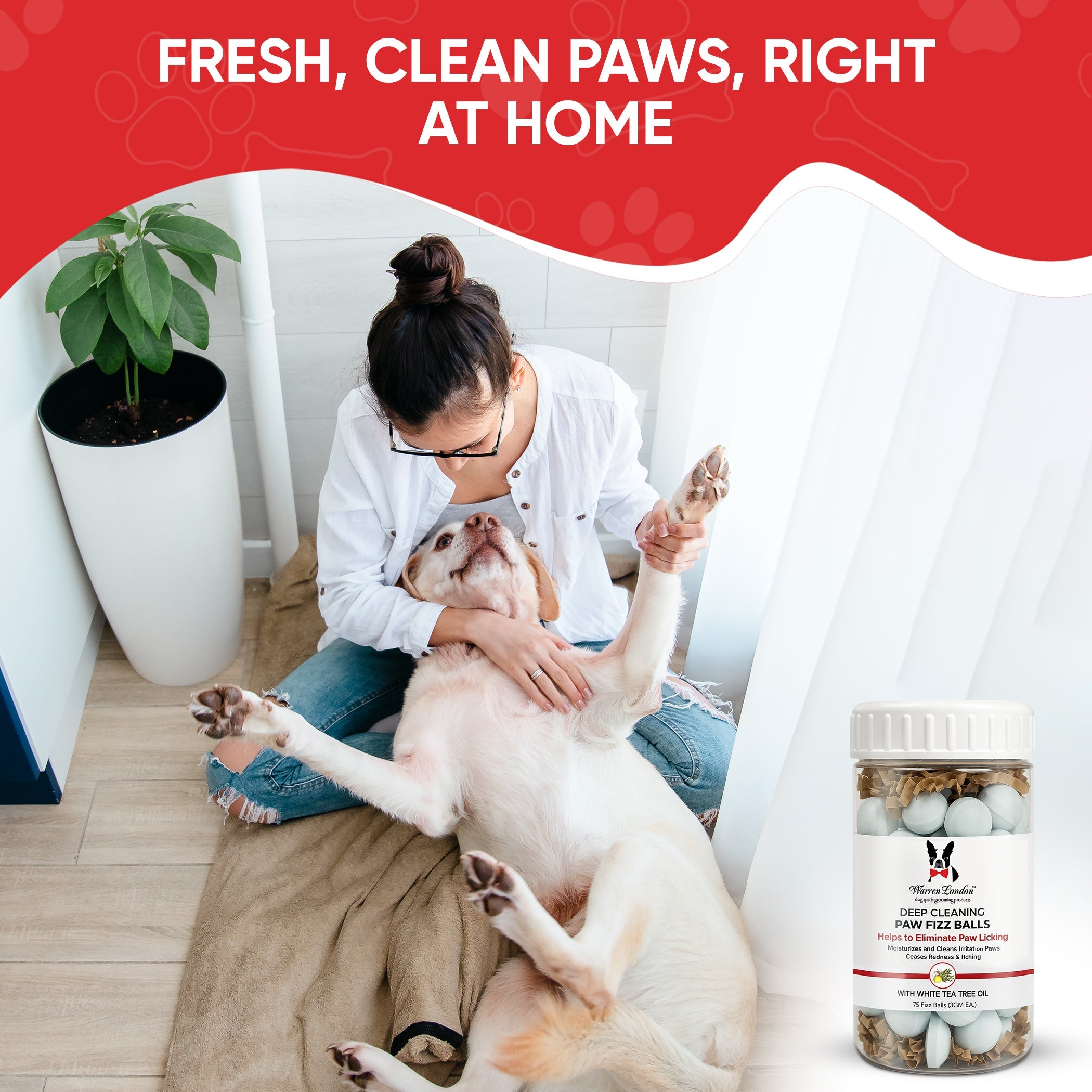 Deep Cleaning Paw Fizz Tablets - Paw Soak Helps Eliminate Paw Licking