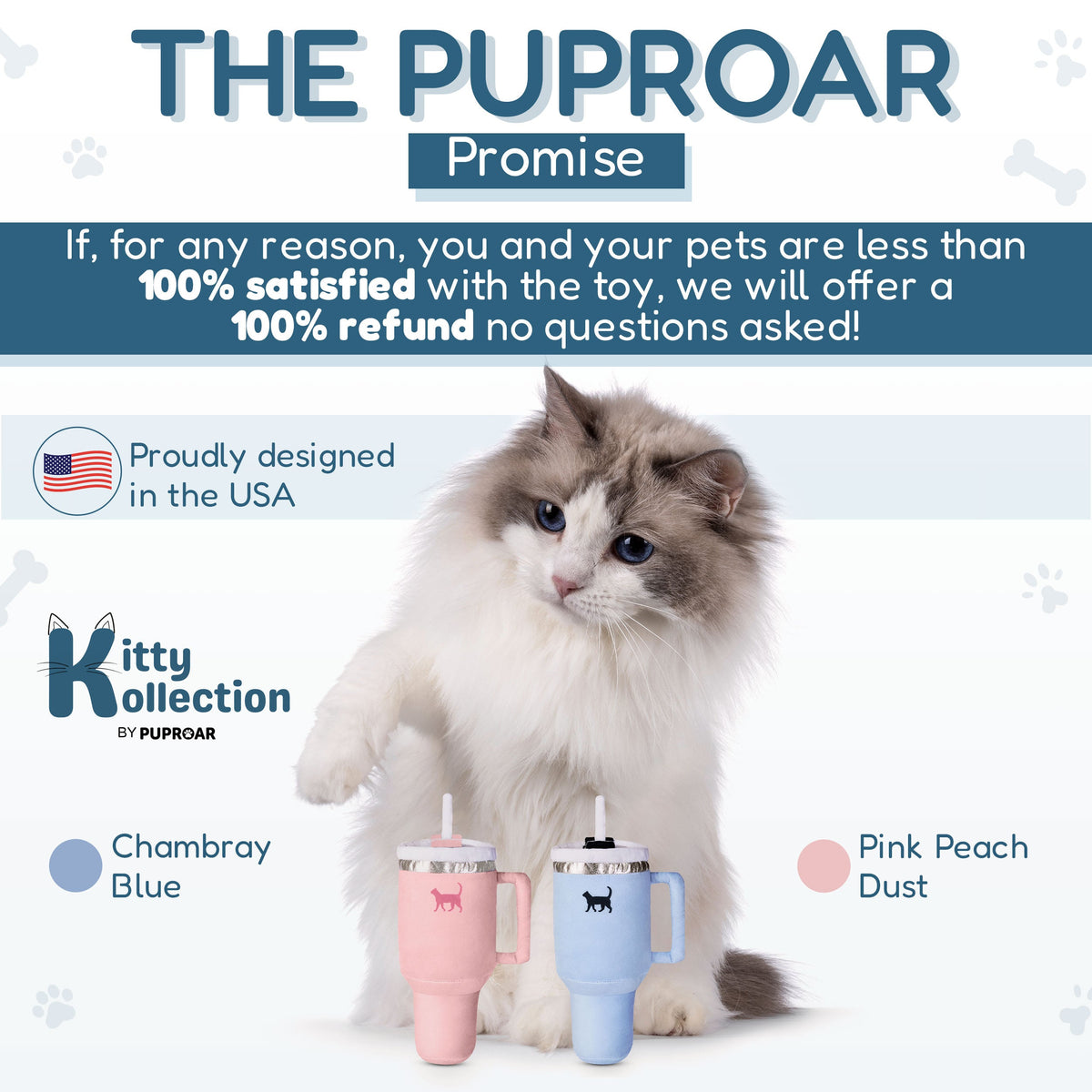 PUPROAR Kitty Cup Cat Toy - Cute Catnip and Crinkle Plush Cat Toy