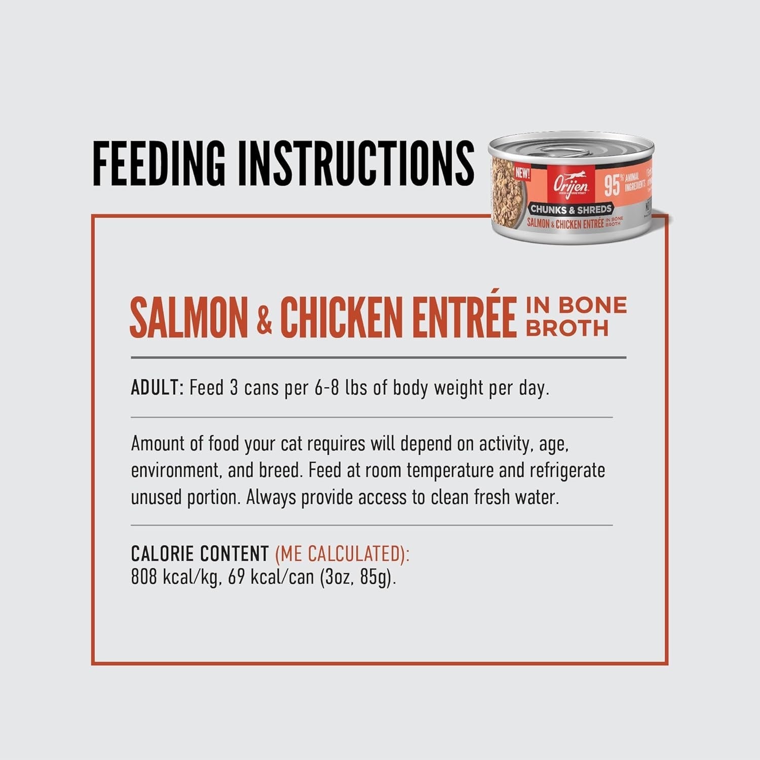 Orijen Grain Free Chunks & Shreds, Salmon & Chicken Wet Cat Food (3oz)