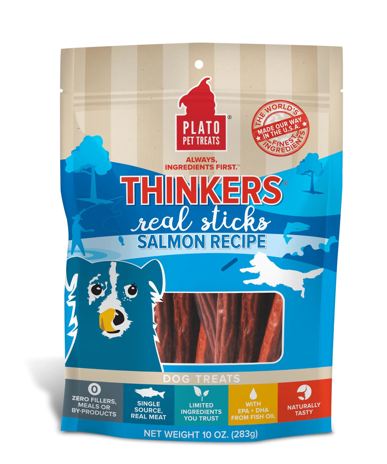 Plato Thinkers Salmon Sticks Dog Treats (10oz)