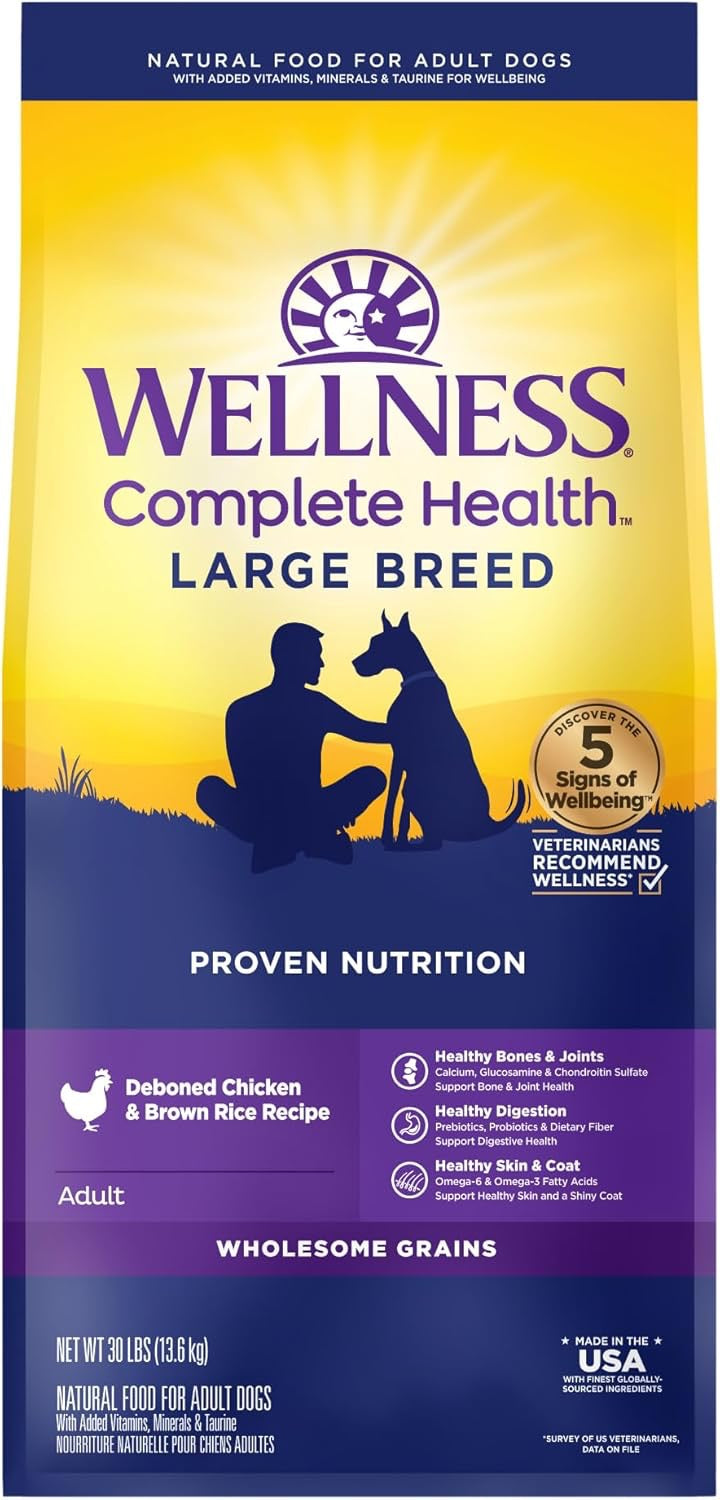 Wellness Complete Health Large Breed Chicken & Brown Rice Dry Dog Food (30lb)