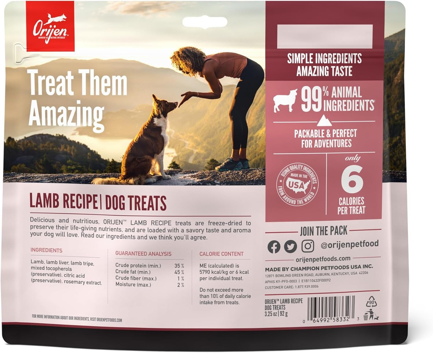Orijen Lamb Freeze Dried Dog Treats (3.25oz) - HT Animal Supply