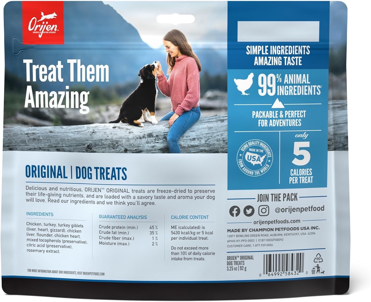Orijen Original Freeze Dried Dog Treats (3.25oz) - HT Animal Supply