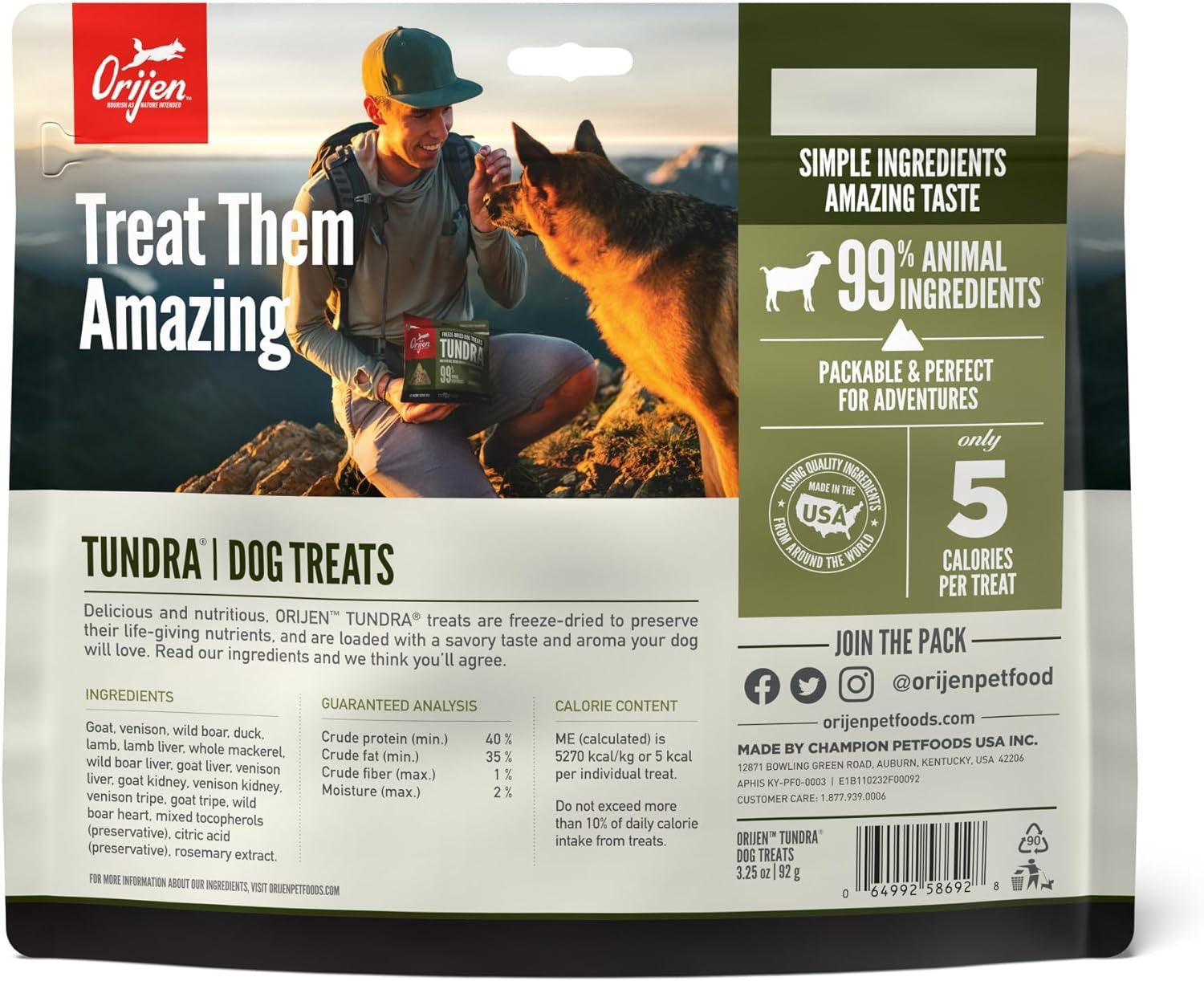 Orijen Tundra Freeze Dried Dog Treats (3.25oz) - HT Animal Supply