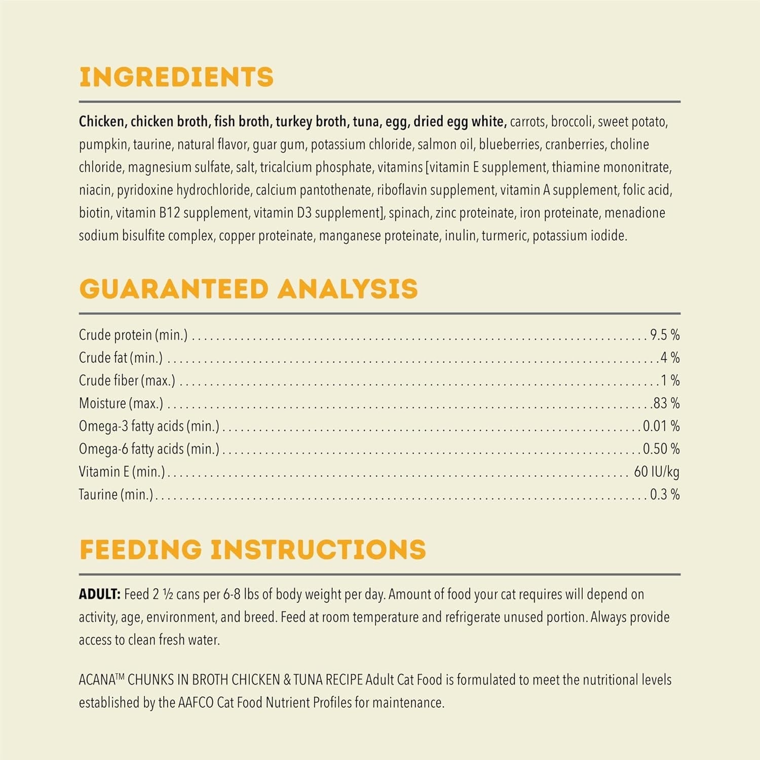 Acana Grain Free Chunks in Broth Chicken & Tuna Wet Cat Food (3oz)