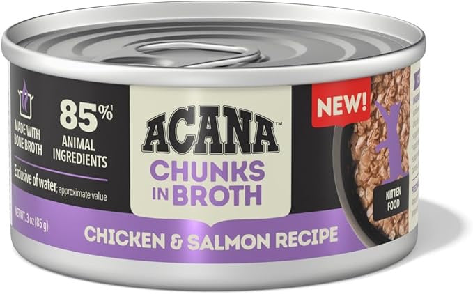 Acana Grain Free Chunks in Broth Kitten Chicken & Salmon Wet Cat Food (3oz)