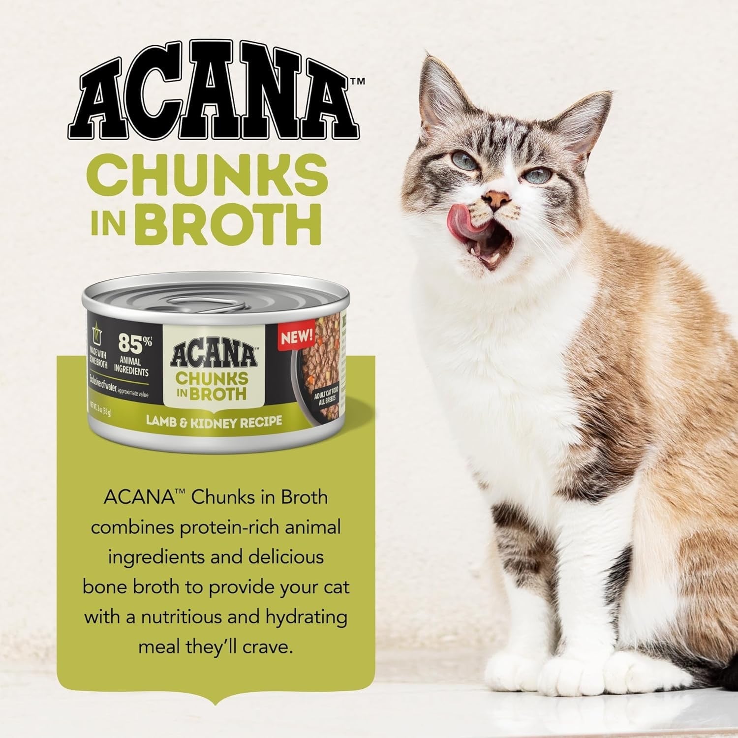 Acana Grain Free Chunks in Broth Lamb & Kidney Wet Cat Food (3oz)