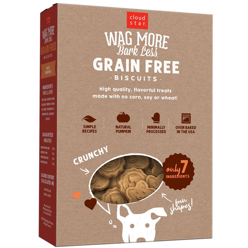 Wagmore Grain Free Pumpkin Oven Baked Biscuits Dog Treats (14oz) - HT Animal Supply