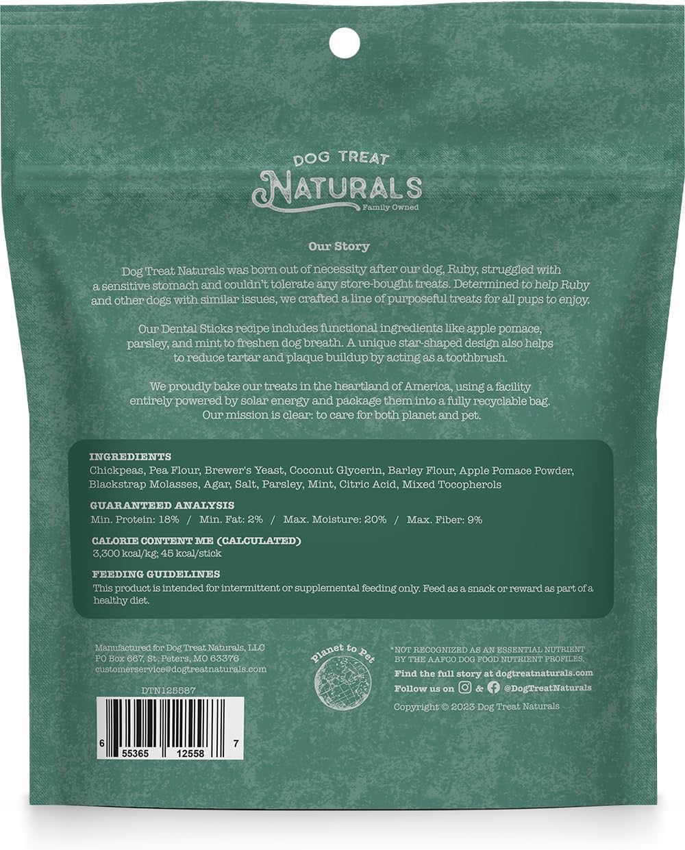 Dog Treat Naturals Chickpea & Mint Dental Sticks Dog Treats (10oz) - HT Animal Supply