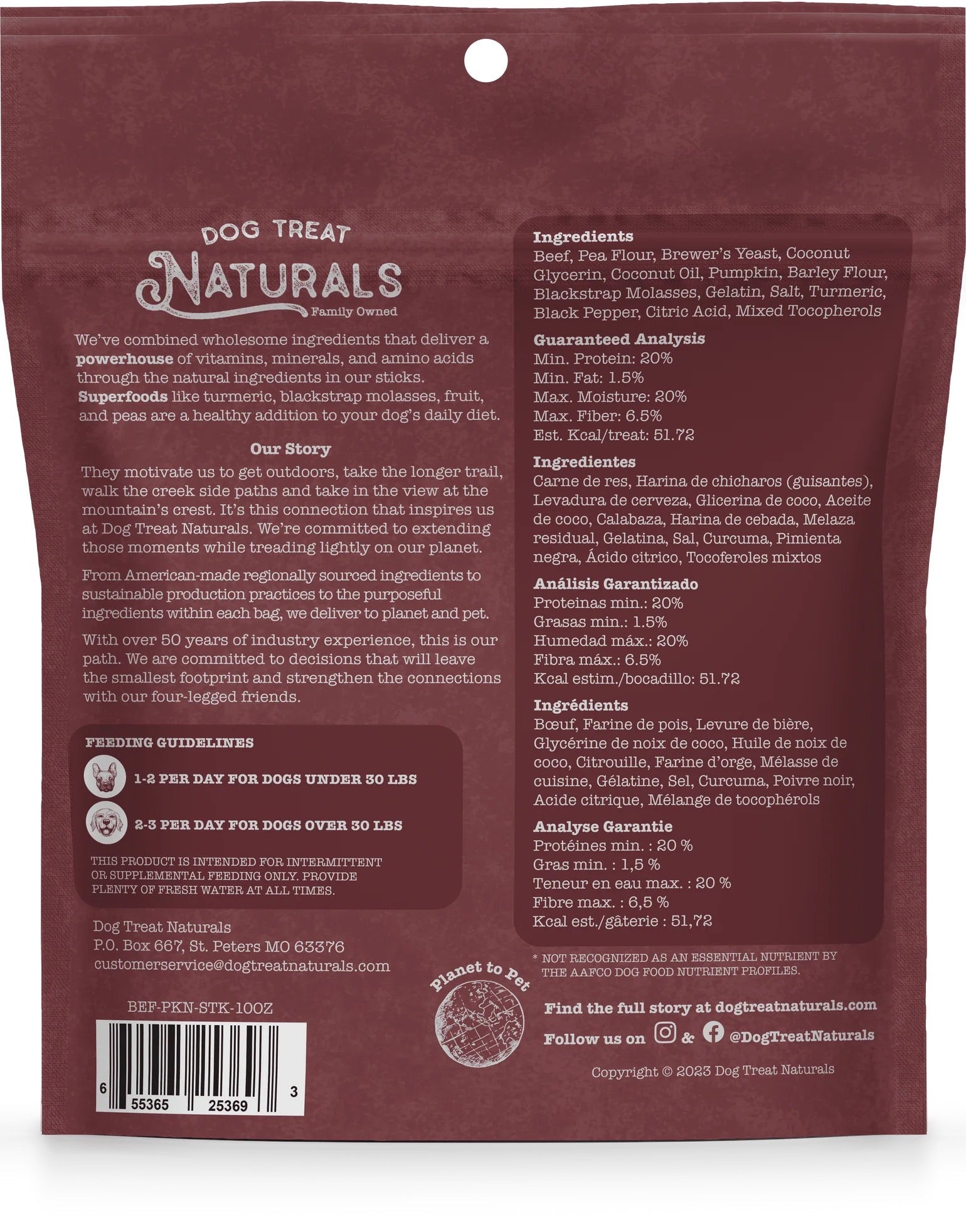 Dog Treat Naturals Superfood Sticks, Beef & Pumpkin Dog Treats (10oz) - HT Animal Supply