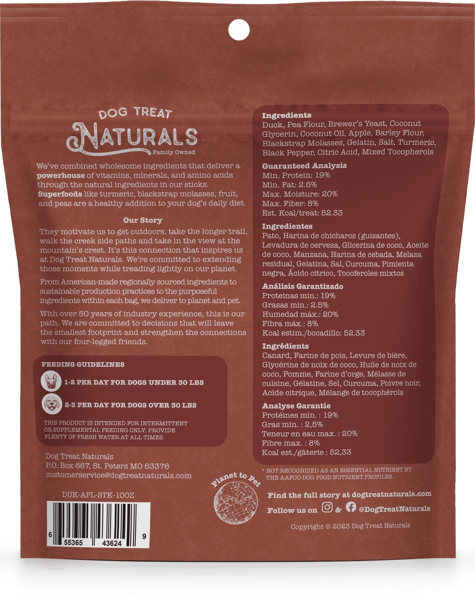 Dog Treat Naturals Superfood Sticks, Duck & Apple Dog Treats (10oz) - HT Animal Supply