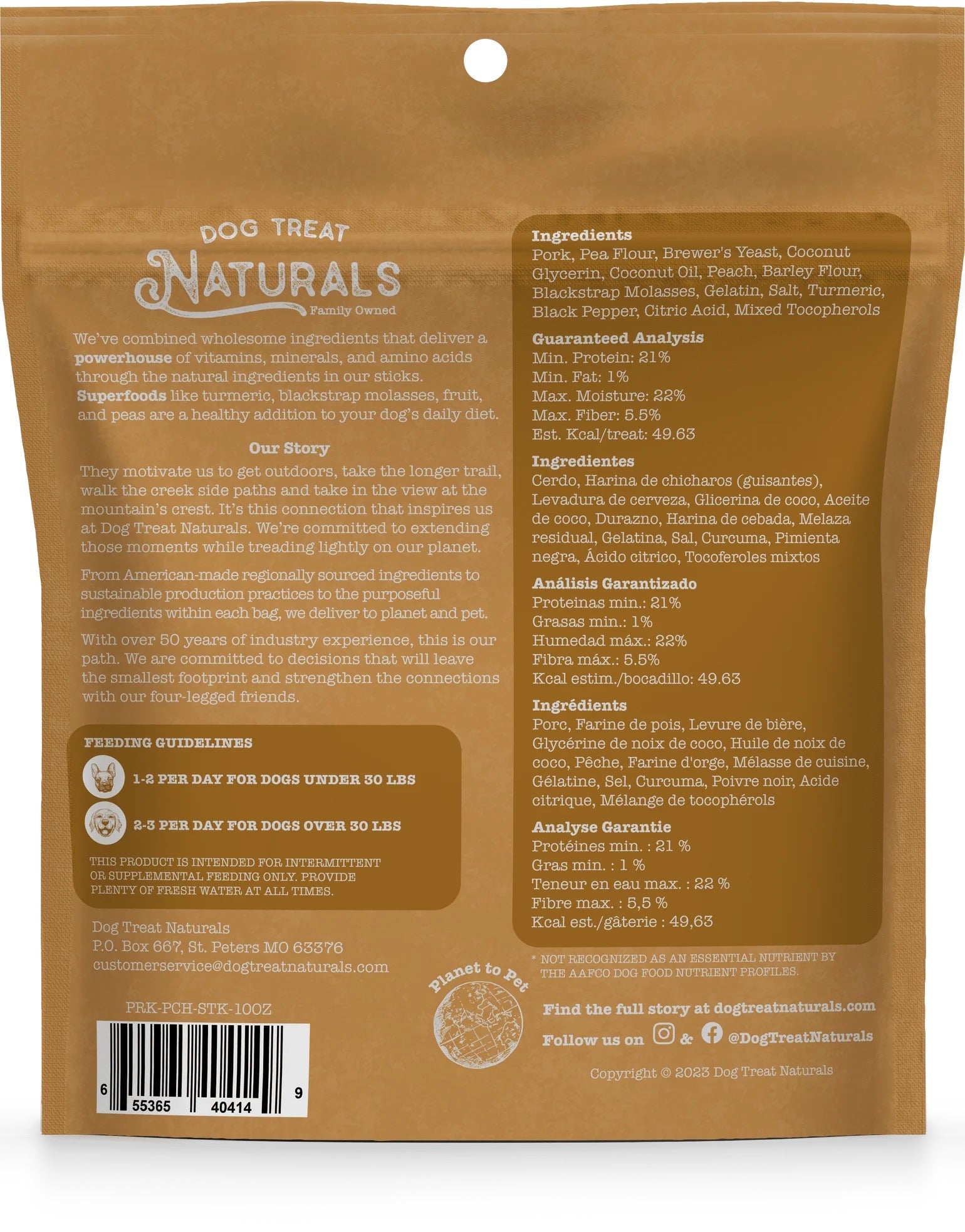 Dog Treat Naturals Superfood Sticks, Pork & Peach Dog Treats (10oz) - HT Animal Supply