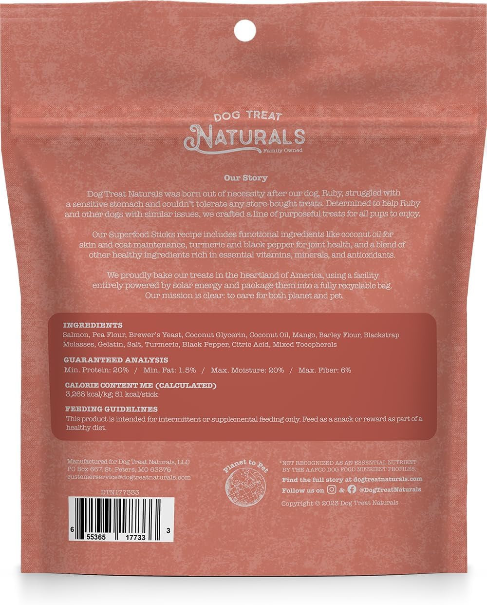 Dog Treat Superfood Sticks, Salmon & Mango Dog Treats (10oz) - HT Animal Supply